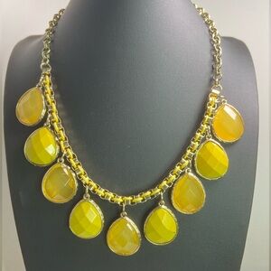 Miriam Haskell Yellow Acrylic Gold Tone Necklace 20”
D18